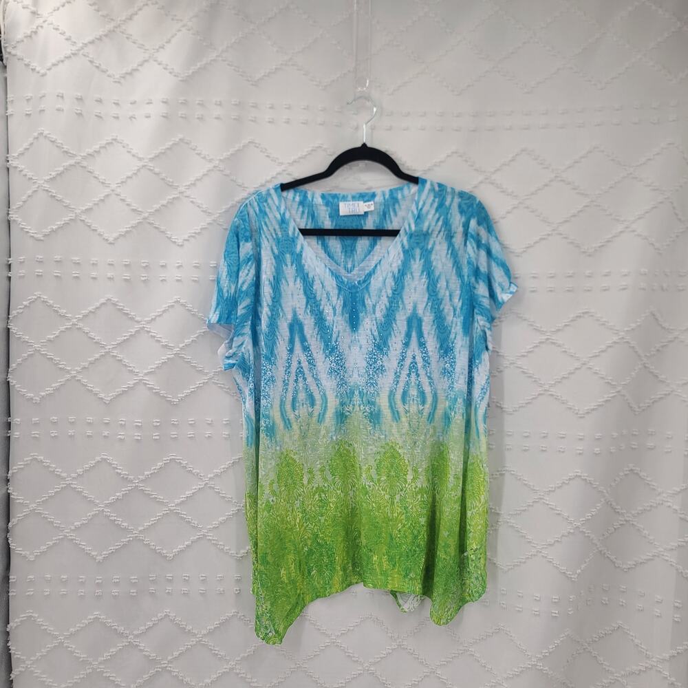 Time and Tru Boho Vibrant Vacation resort wear Shirts Size XL Flowy dopamine - Picture 2 of 16